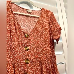 Sky & Sparrow Rust Floral Cottagecore Dress
